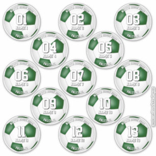 green soccer team colors gifts for 13 players