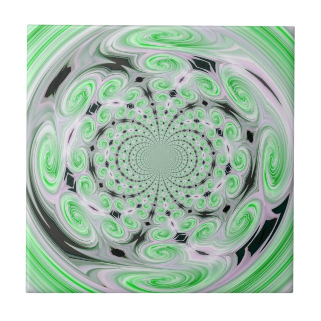 Green Soft Cloud Swirls Tile (Front)