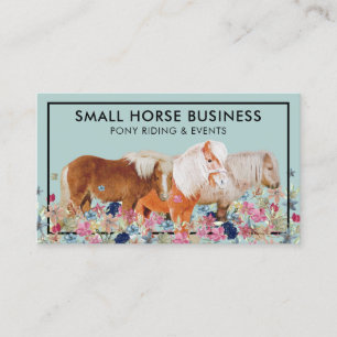 Green Soft Horse Riding Breeding Pony Floral Business Card