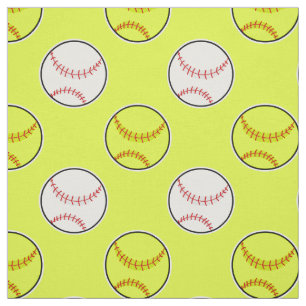 Green Softball Pattern Fabric