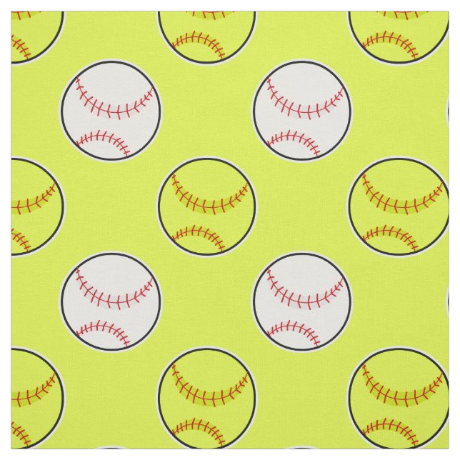 Green Softball Pattern Fabric (Swatch)