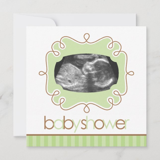 Green Sonogram Baby Shower Invitation (Front)