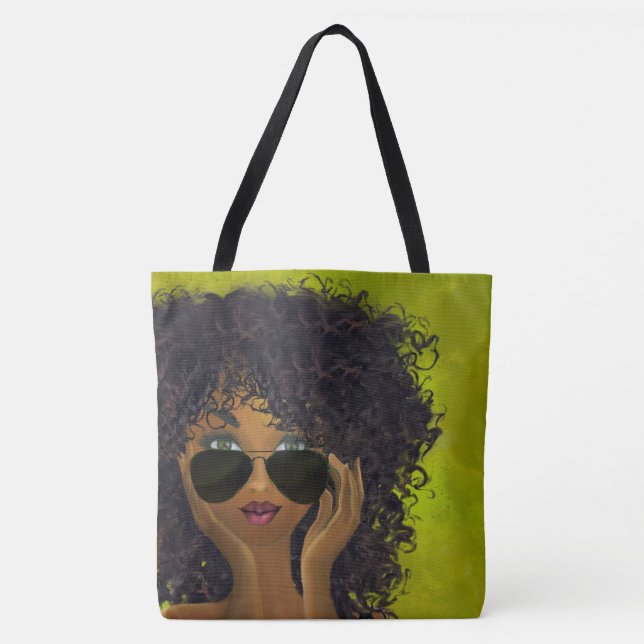 Green Sorority Black Art Tote Bag (Front)