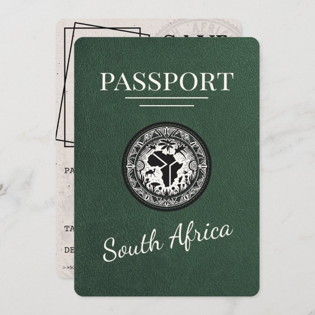 Green South Africa Passport Save The Date (Front/Back)