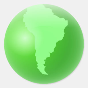 Green South America Globe Classic Round Sticker