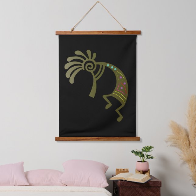 Green Southwestern Kokopelli Hanging Tapestry (Bedroom)