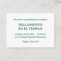 Green Spanish Minimalist Temple Sealing Invitation