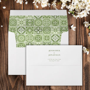 Green Spanish tiles invitation Envelope