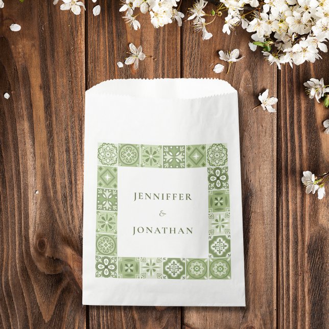 Green Spanish tiles invitation Favour Bags (Creator Uploaded)