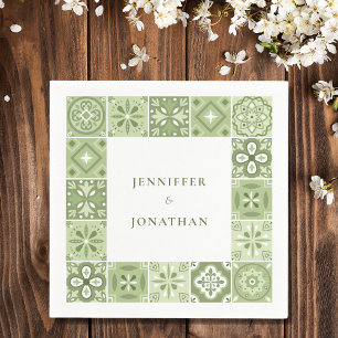 Green Spanish tiles invitation Napkin