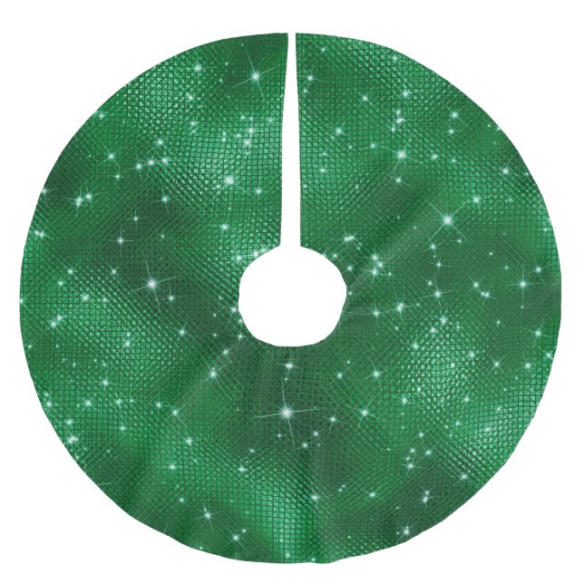 Green Sparkle Christmas  Brushed Polyester Tree Skirt (Front)