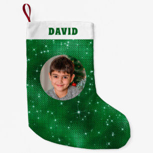 Green Sparkle Glitter Small Christmas Stocking