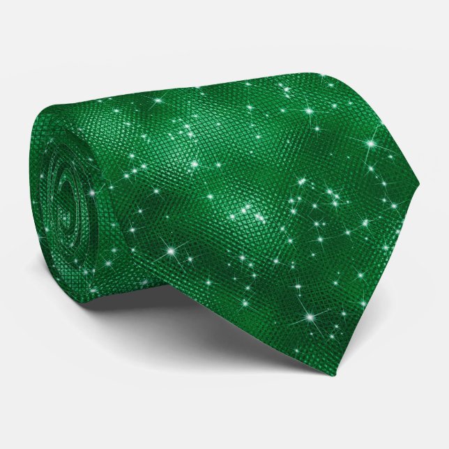 Green Sparkle Glitter  Tie (Rolled)