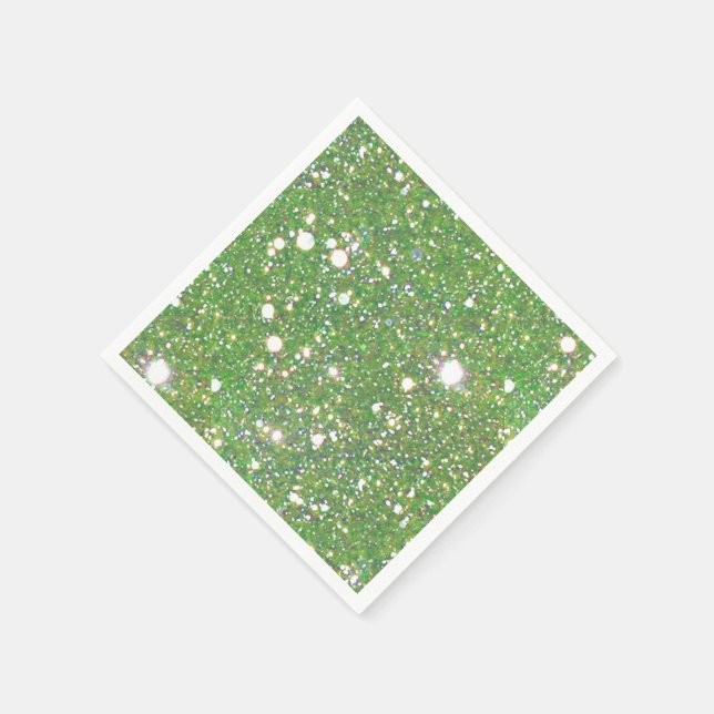 Green Sparkle Standard Cocktail Napkin (Corner)
