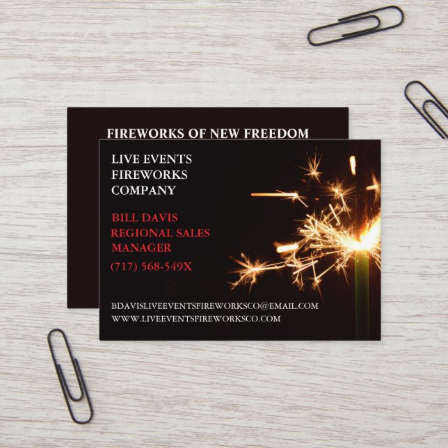Green Sparkler  July 4th Store  Sales Fireworks  Business Card (Front/Back In Situ)