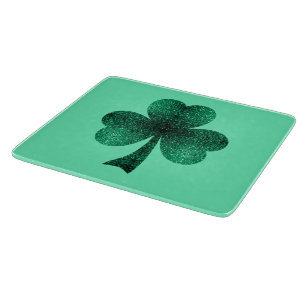 Green Sparkles Shamrock St. Patrick' Day turquoise Cutting Board