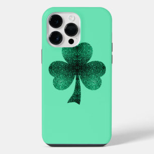 Green Sparkles Shamrock St. Patrick' Day turquoise iPhone 14 Pro Max Case