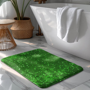 Green sparkling glitter pattern bath mat