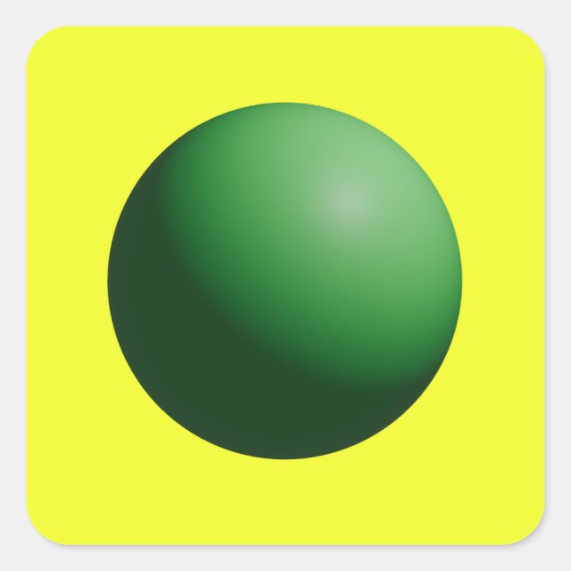 Green Sphere on Yellow  Square Sticker (Front)