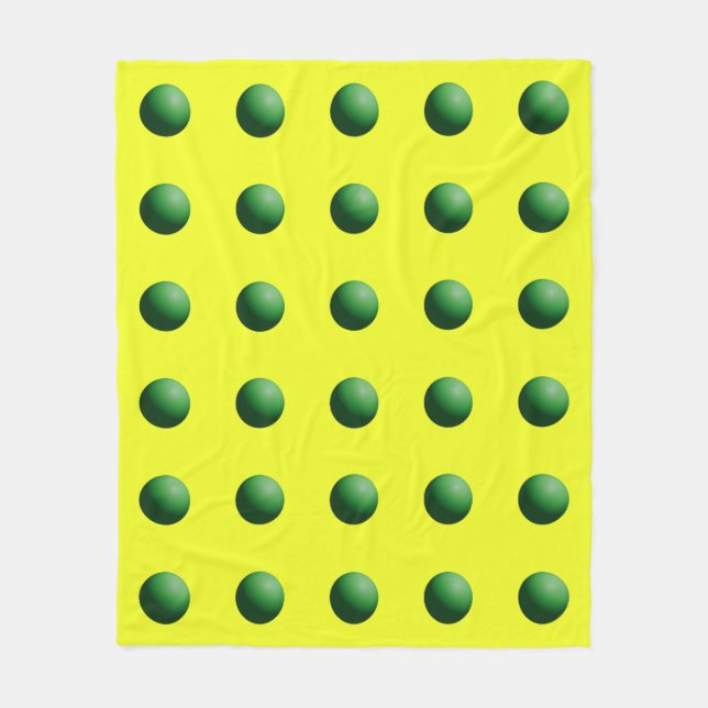 Green Spheres on Yellow Fleece Blanket (Front)