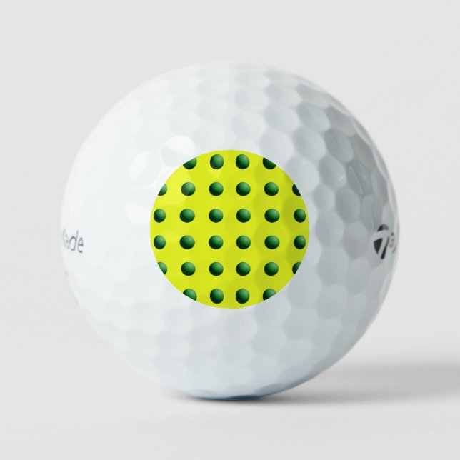 Green Spheres on Yellow  Golf Balls (Front)