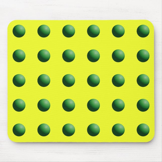 Green Spheres on Yellow  Mouse Mat (Front)