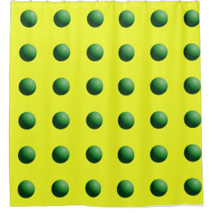 Green Spheres on Yellow  Shower Curtain
