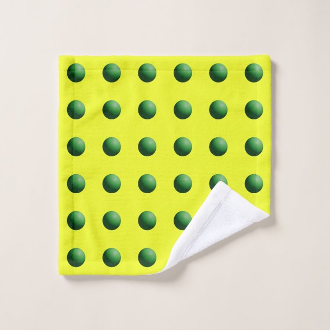 Green Spheres on Yellow  Wash Cloth (Wash Cloth)