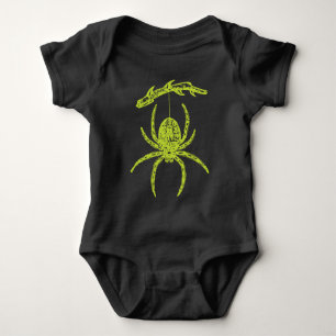 Green Spider Hanging From Branch Baby Bodysuit