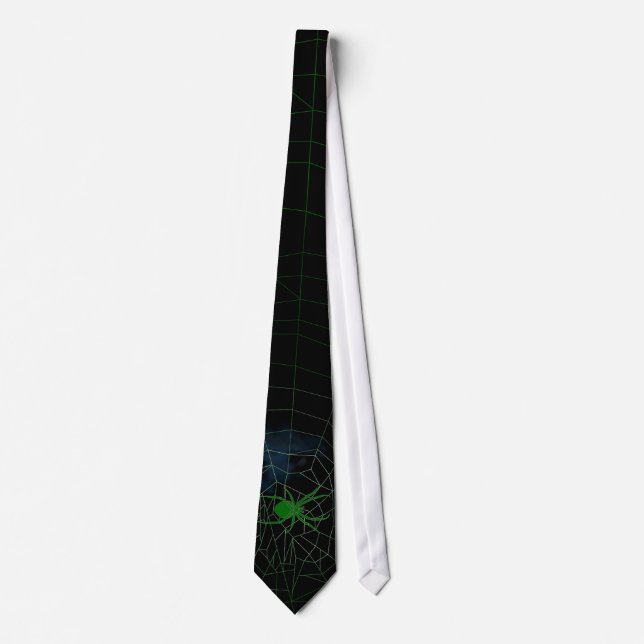 Green spider in web, webbing tie (Front)