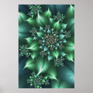 Green Spiky Floral Poster