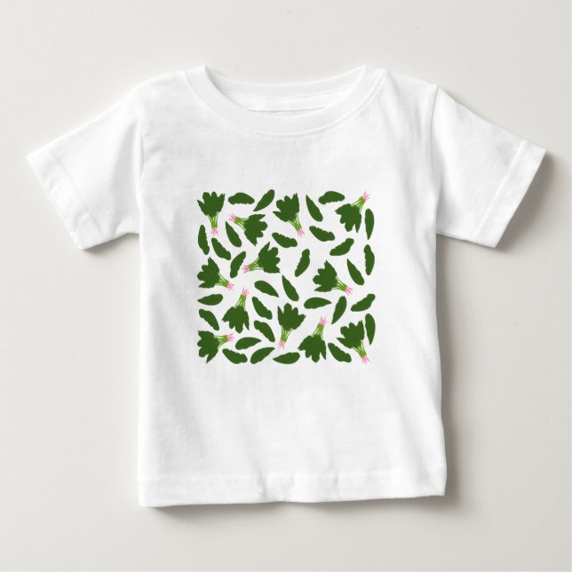 Green Spinach Leaves Pattern Baby T-Shirt (Front)