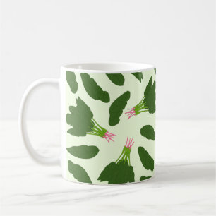 Green Spinach Leaves Pattern Coffee Mug