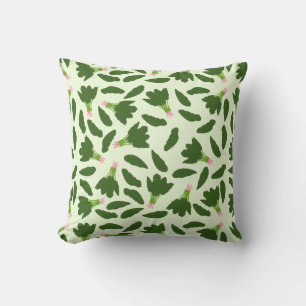 Green Spinach Leaves Pattern Cushion