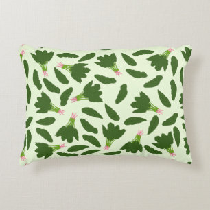 Green Spinach Leaves Pattern Decorative Cushion