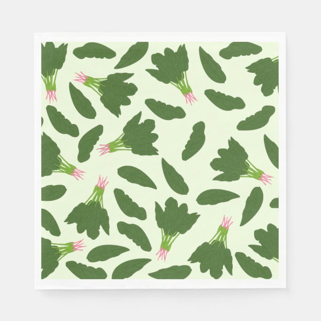 Green Spinach Leaves Pattern Napkin (Front)