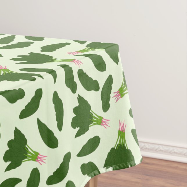 Green Spinach Leaves Pattern Tablecloth (In Situ)