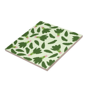 Green Spinach Leaves Pattern Tile