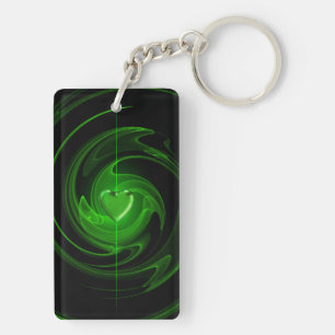 Green spiral heart key ring
