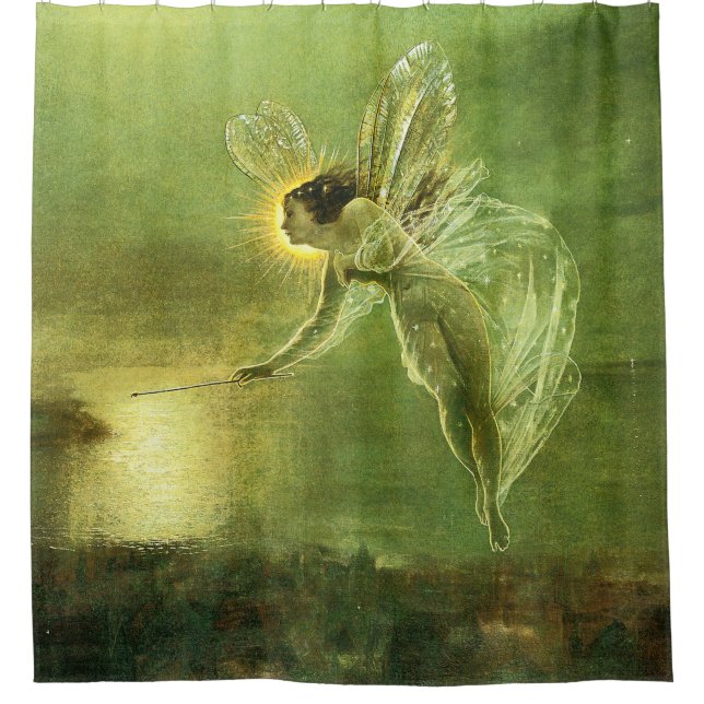 Green Spirit Of The Night Fairy Shower Curtain (Front)
