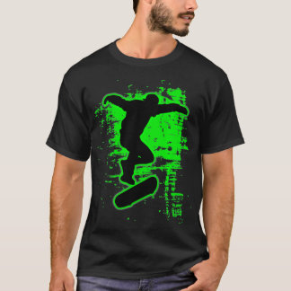 Green Splatter Awesome Skateboarding  Skater T-Shirt