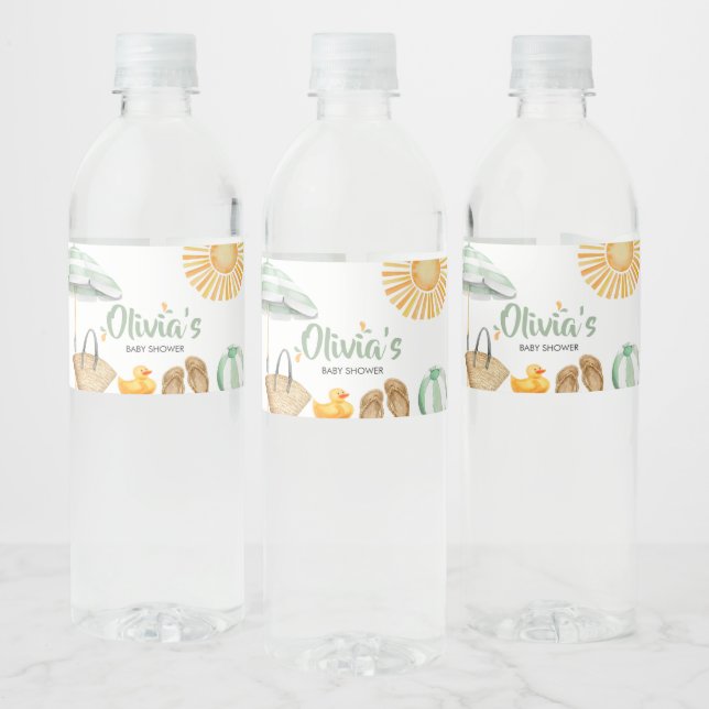 Green Splish Splash Baby Shower Water Bottle Label (Bottles)