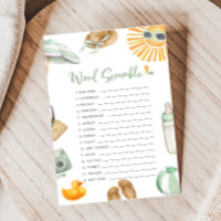 Green Splish Splash Baby Shower Word Scramble Game