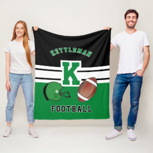 Green Sport Letter - Football Fleece Blanket