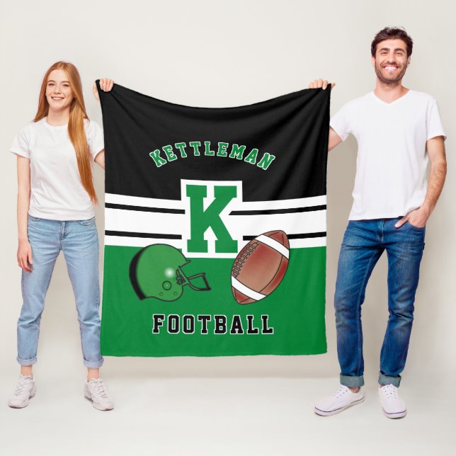 Green Sport Letter - Football Fleece Blanket (In Situ)