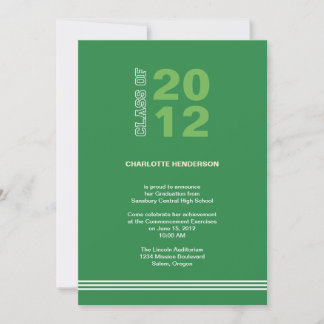 Green sport stripe graduation class invitation