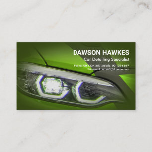 Green Sports Car Headlights Auto Detailing Business Card