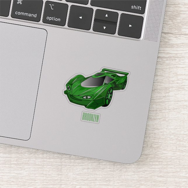 Green sports car with airfoil illustration (Detail)