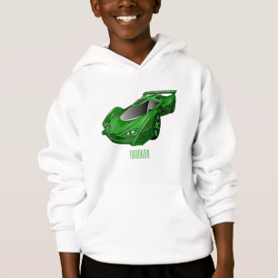 Green sports car with airfoil illustration