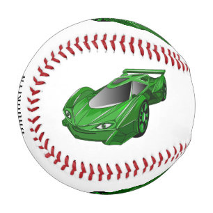 Green sports car with airfoil illustration baseball